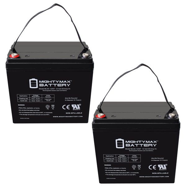 Mighty Max Battery 12V 55AH INT Replacement Battery for Eagle Picher CFR-12V55 - 2PK MAX3948268